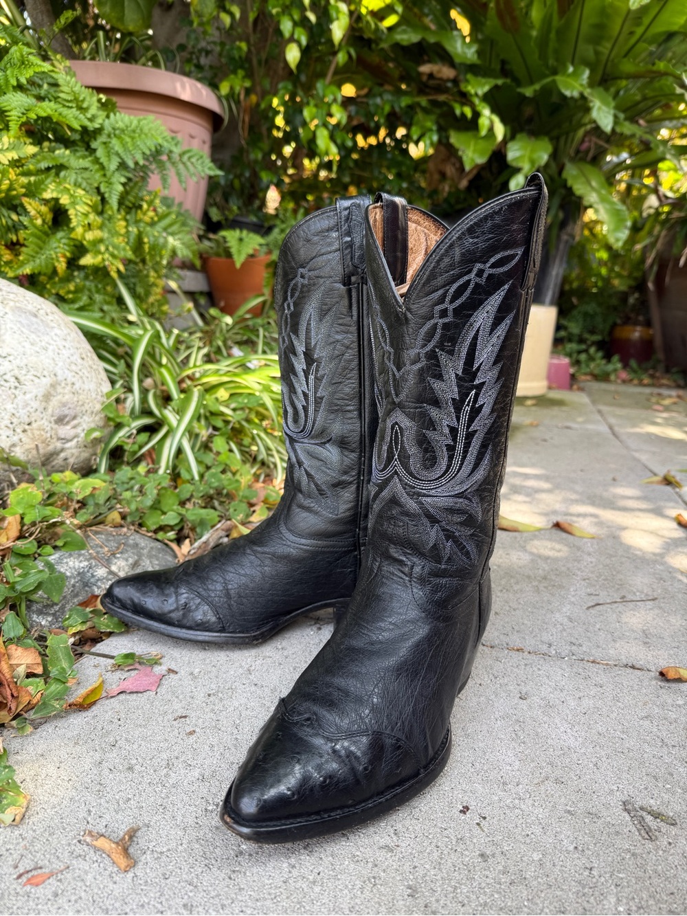 El Presidente Gold Collection - Black Ostrich Cowboy boot sz 27 1/2